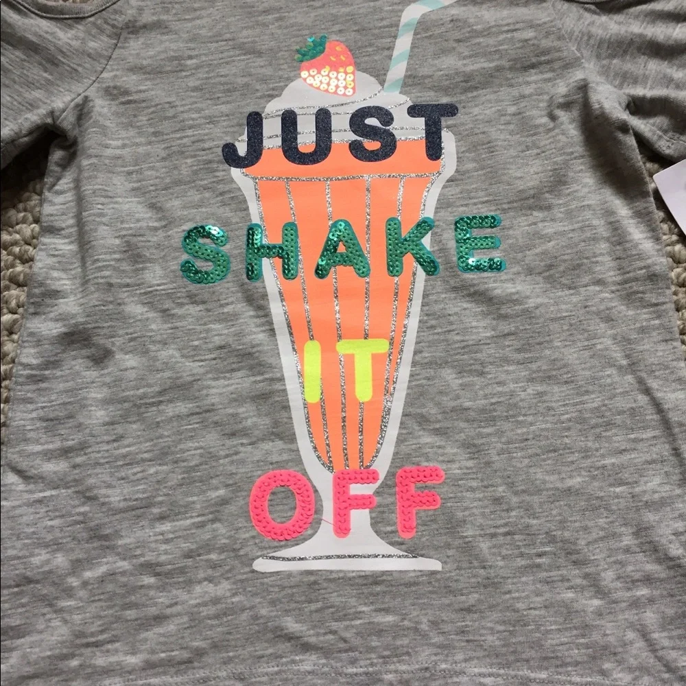 Carter's Girls Cold Shoulder T-Shirt Milkshake Graphic‎ Tee Size 4/5
